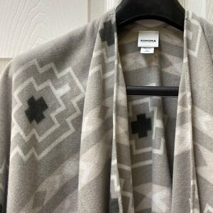 Sonoma Aztec Poncho Shawl One Size Tribal Southwest‎ Beige Lightweight Fringe